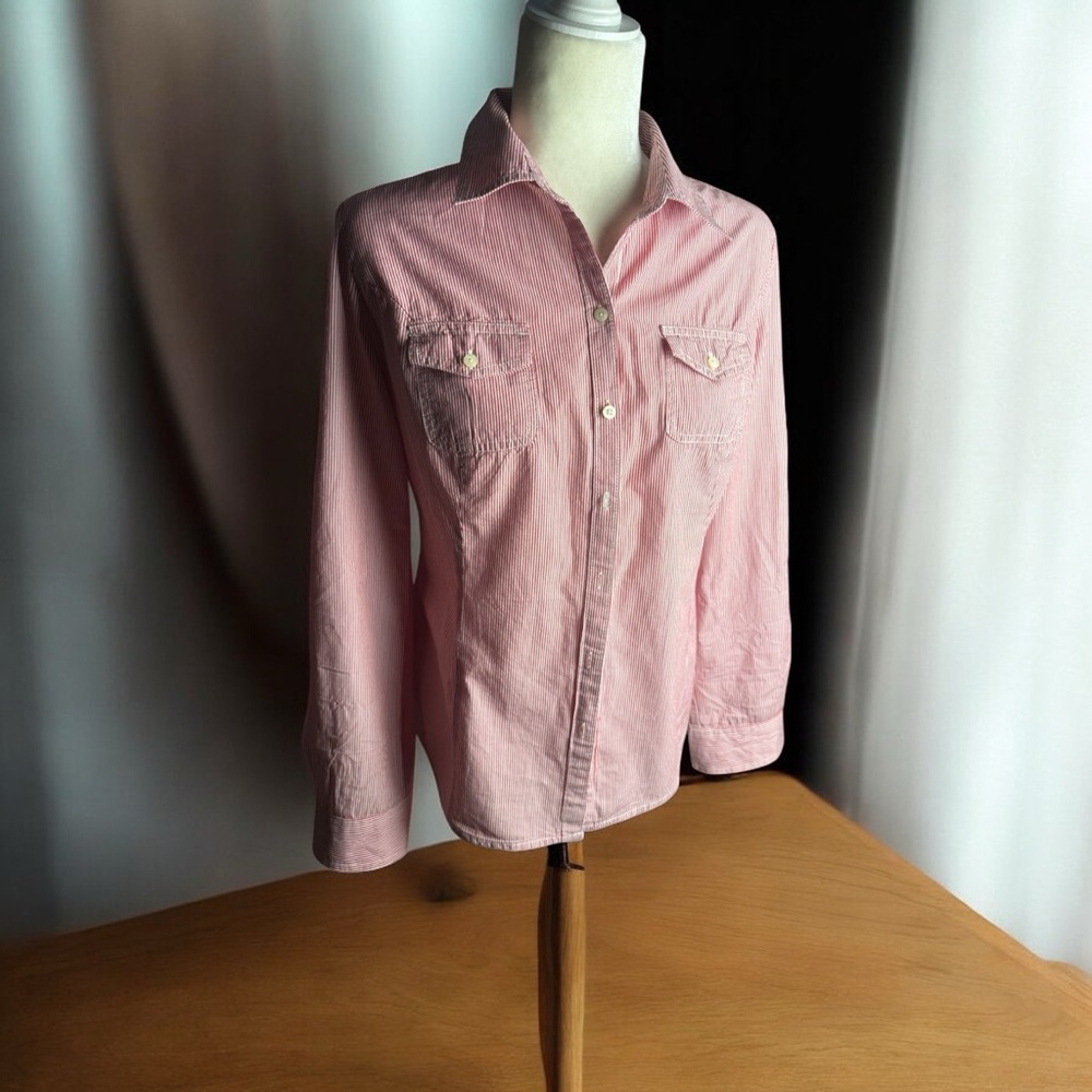 Tommy Hilfiger Button Signed Up Women’s Shirt Cotton Quit Luxuy Long Sleeve SZ M